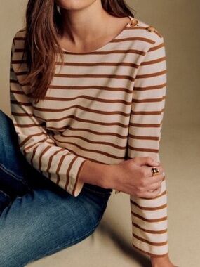 Sezane Colette Mariniere Ecru/Camel size S